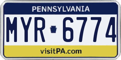 PA license plate MYR6774
