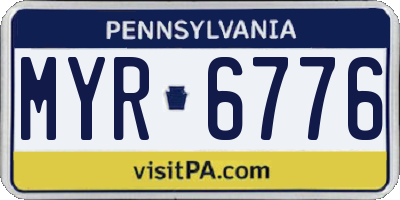 PA license plate MYR6776
