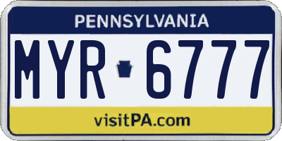 PA license plate MYR6777
