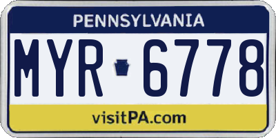 PA license plate MYR6778