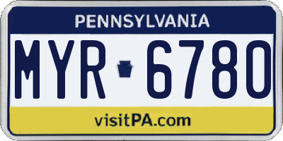PA license plate MYR6780