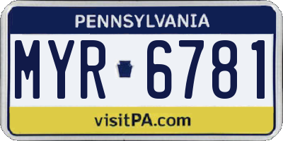 PA license plate MYR6781