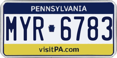 PA license plate MYR6783