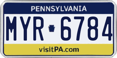 PA license plate MYR6784