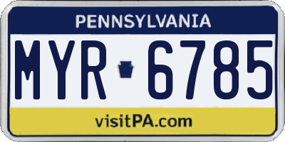 PA license plate MYR6785