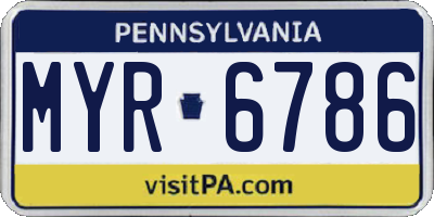 PA license plate MYR6786
