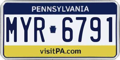 PA license plate MYR6791