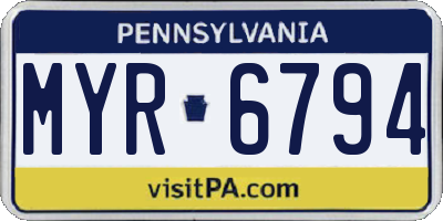 PA license plate MYR6794