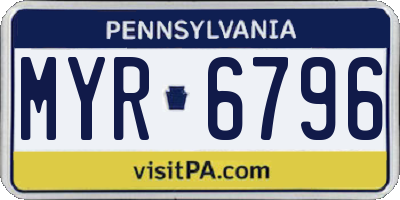 PA license plate MYR6796