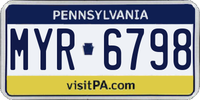PA license plate MYR6798