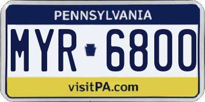 PA license plate MYR6800