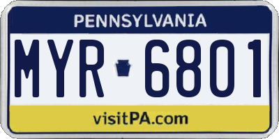 PA license plate MYR6801