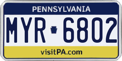 PA license plate MYR6802