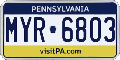 PA license plate MYR6803