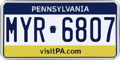 PA license plate MYR6807