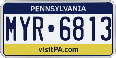 PA license plate MYR6813