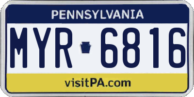 PA license plate MYR6816