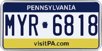 PA license plate MYR6818
