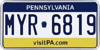 PA license plate MYR6819