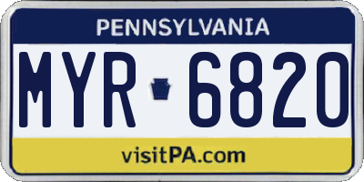 PA license plate MYR6820