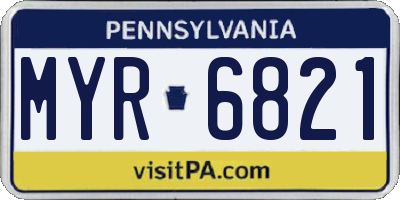 PA license plate MYR6821