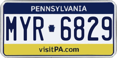 PA license plate MYR6829