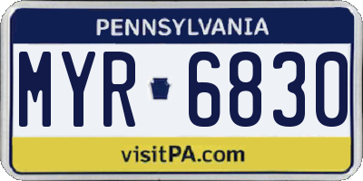 PA license plate MYR6830