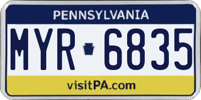 PA license plate MYR6835