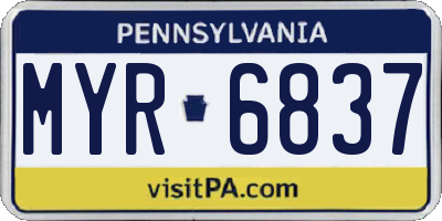 PA license plate MYR6837