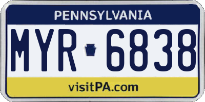 PA license plate MYR6838