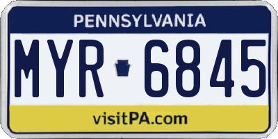 PA license plate MYR6845