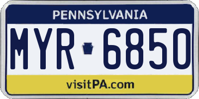 PA license plate MYR6850