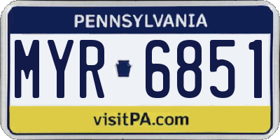 PA license plate MYR6851