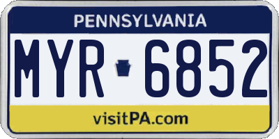 PA license plate MYR6852