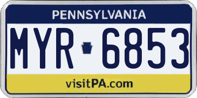 PA license plate MYR6853