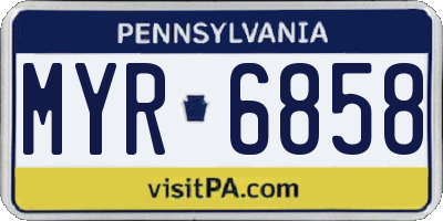 PA license plate MYR6858