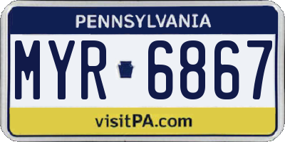 PA license plate MYR6867