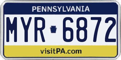 PA license plate MYR6872