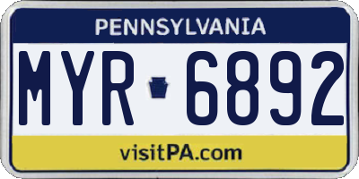 PA license plate MYR6892