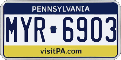 PA license plate MYR6903