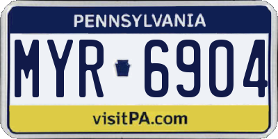 PA license plate MYR6904