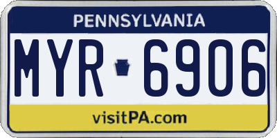 PA license plate MYR6906