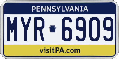 PA license plate MYR6909