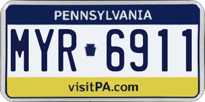 PA license plate MYR6911