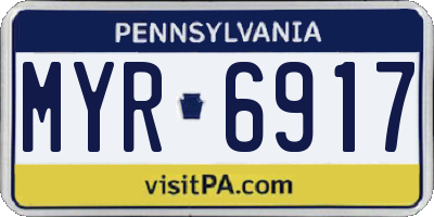 PA license plate MYR6917