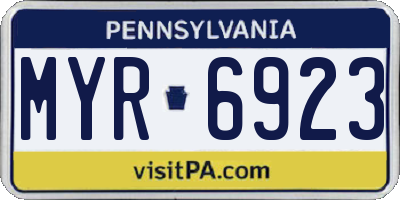PA license plate MYR6923