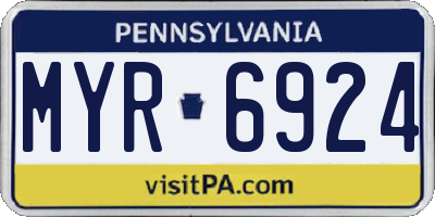 PA license plate MYR6924