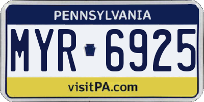 PA license plate MYR6925