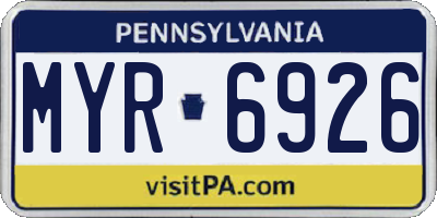 PA license plate MYR6926