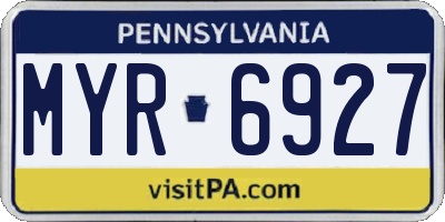 PA license plate MYR6927
